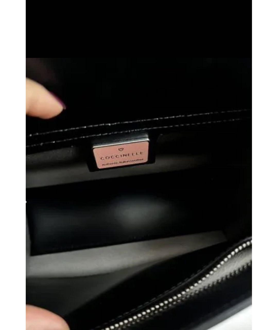 COCCINELLE Черная кожаная сумка с короткими ручками, фото 3