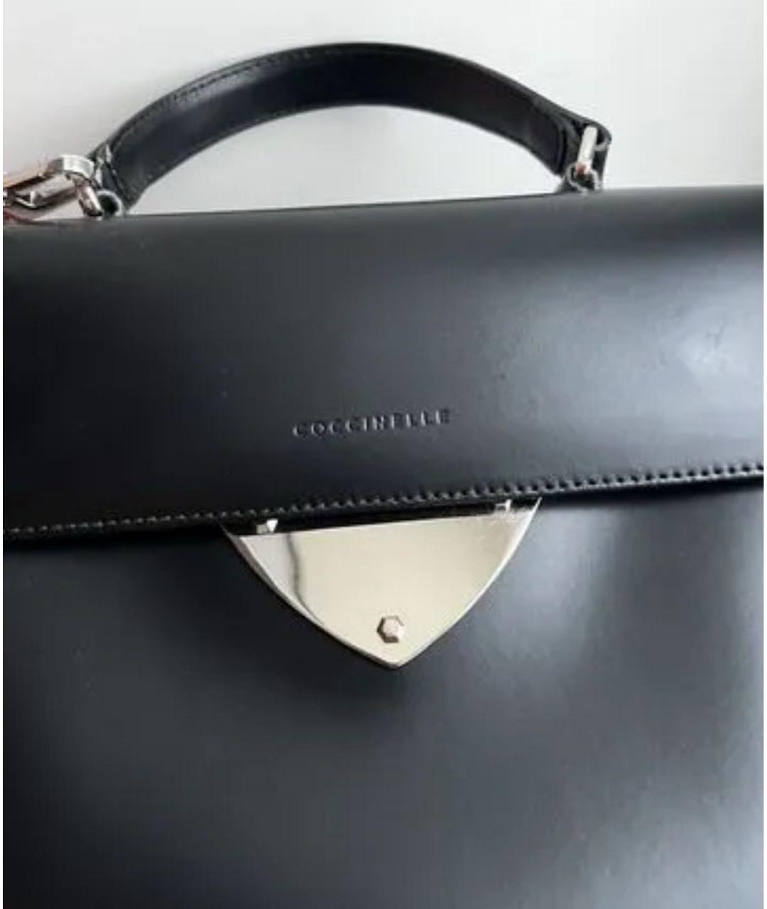 COCCINELLE Черная кожаная сумка с короткими ручками, фото 2