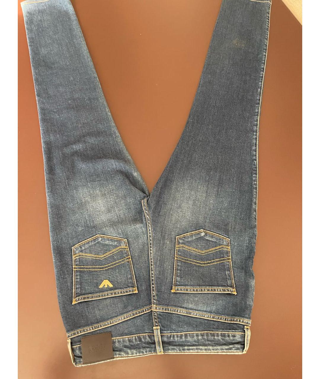 ARMANI JEANS Синие хлопко-эластановые джинсы слим, фото 5