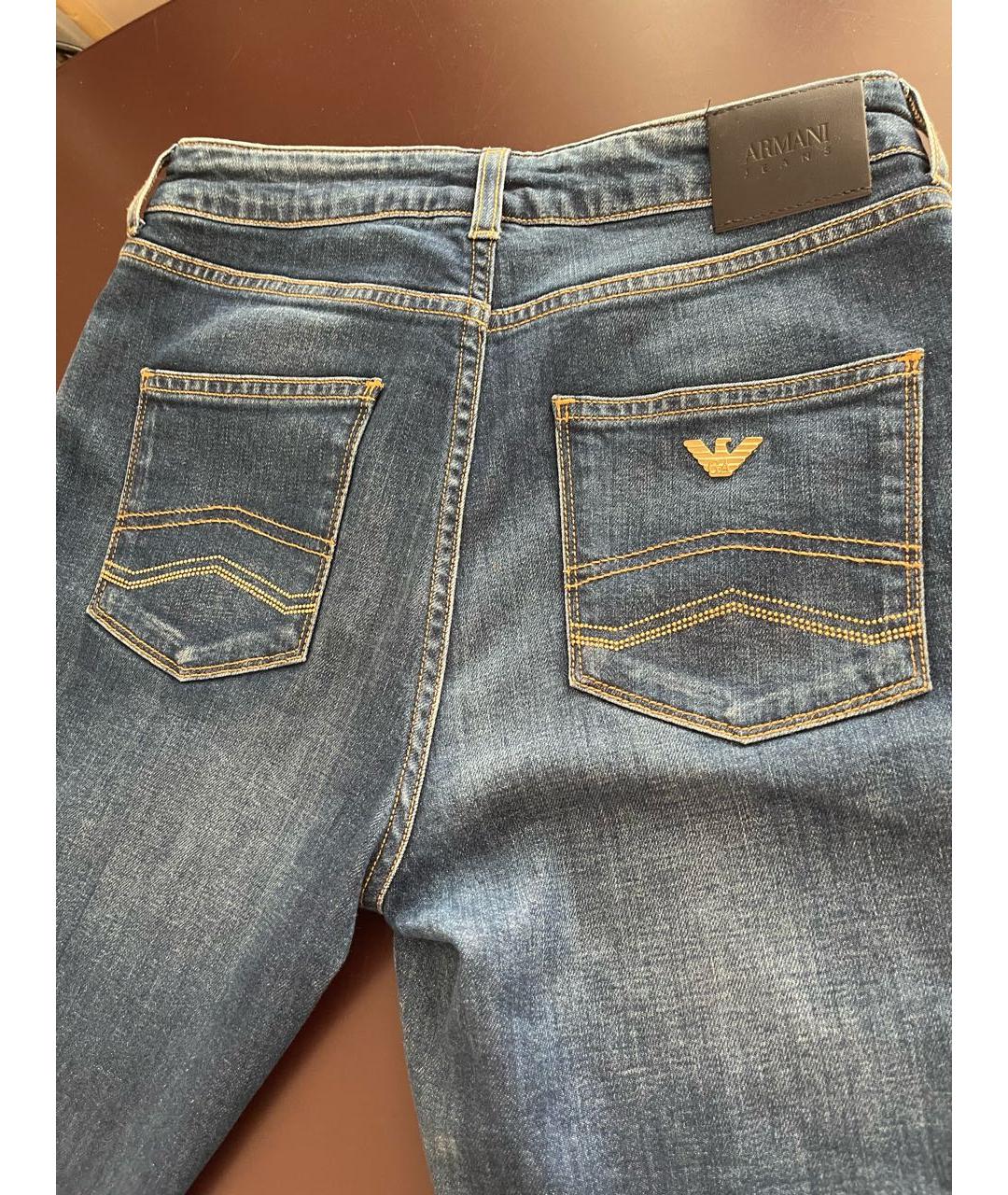 ARMANI JEANS Синие хлопко-эластановые джинсы слим, фото 7