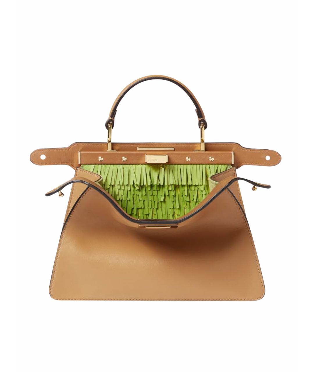 FENDI Коричневая кожаная сумка с короткими ручками, фото 1