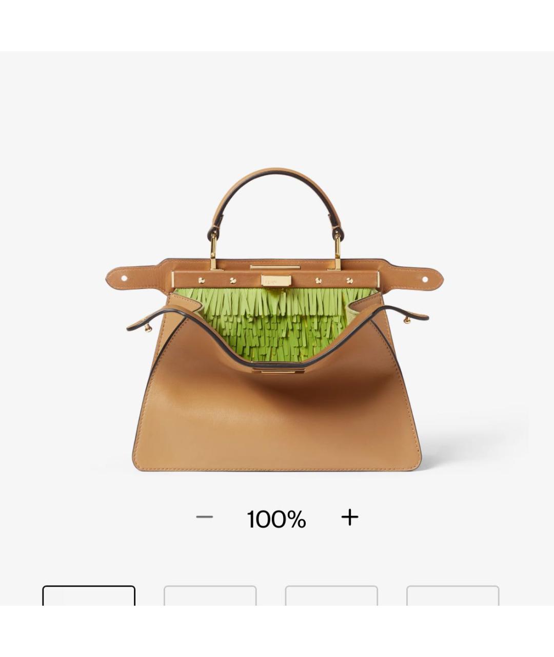 FENDI Коричневая кожаная сумка с короткими ручками, фото 5