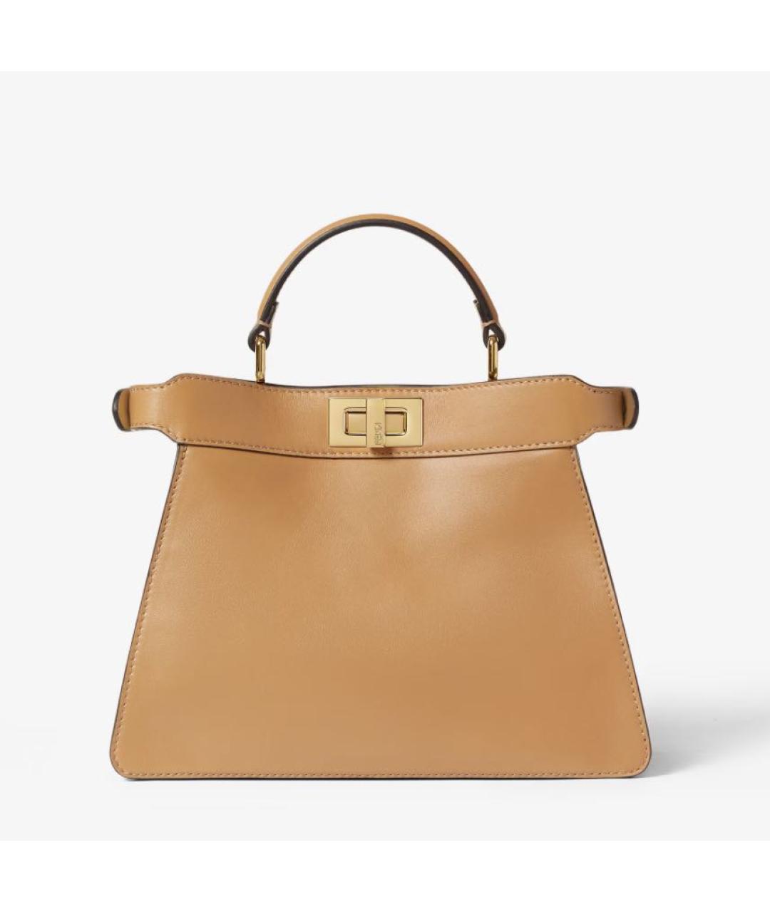 FENDI Коричневая кожаная сумка с короткими ручками, фото 4