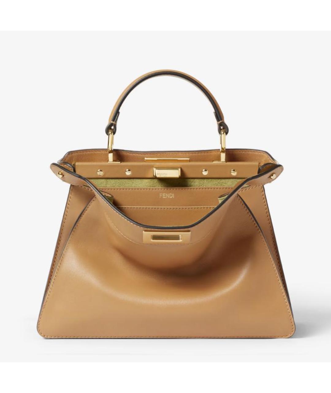 FENDI Коричневая кожаная сумка с короткими ручками, фото 2