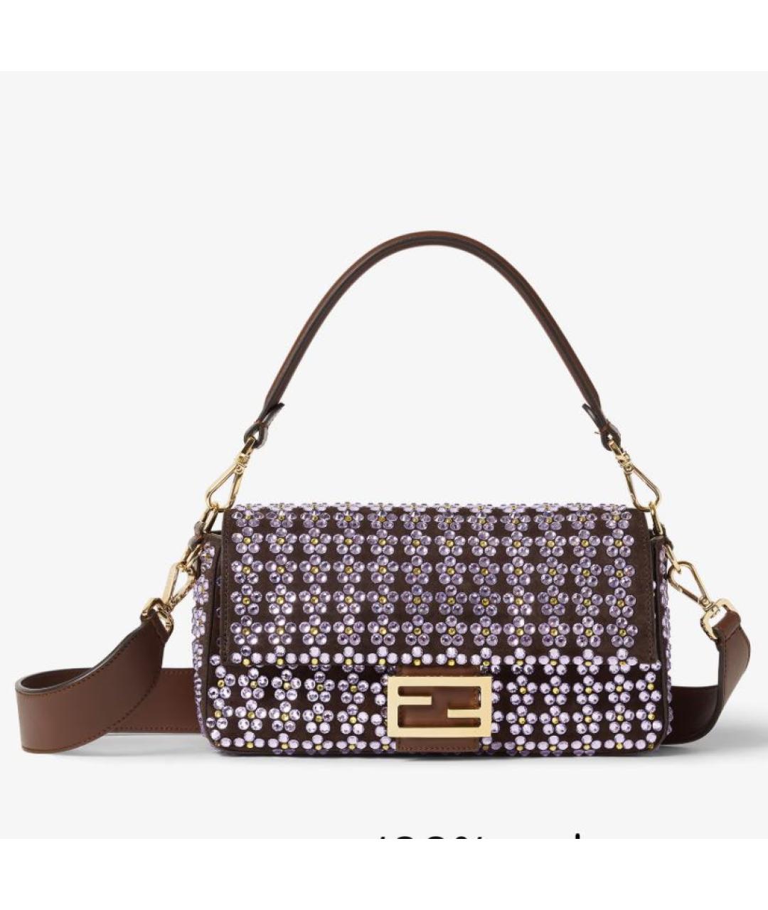 FENDI Коричневая кожаная сумка через плечо, фото 5