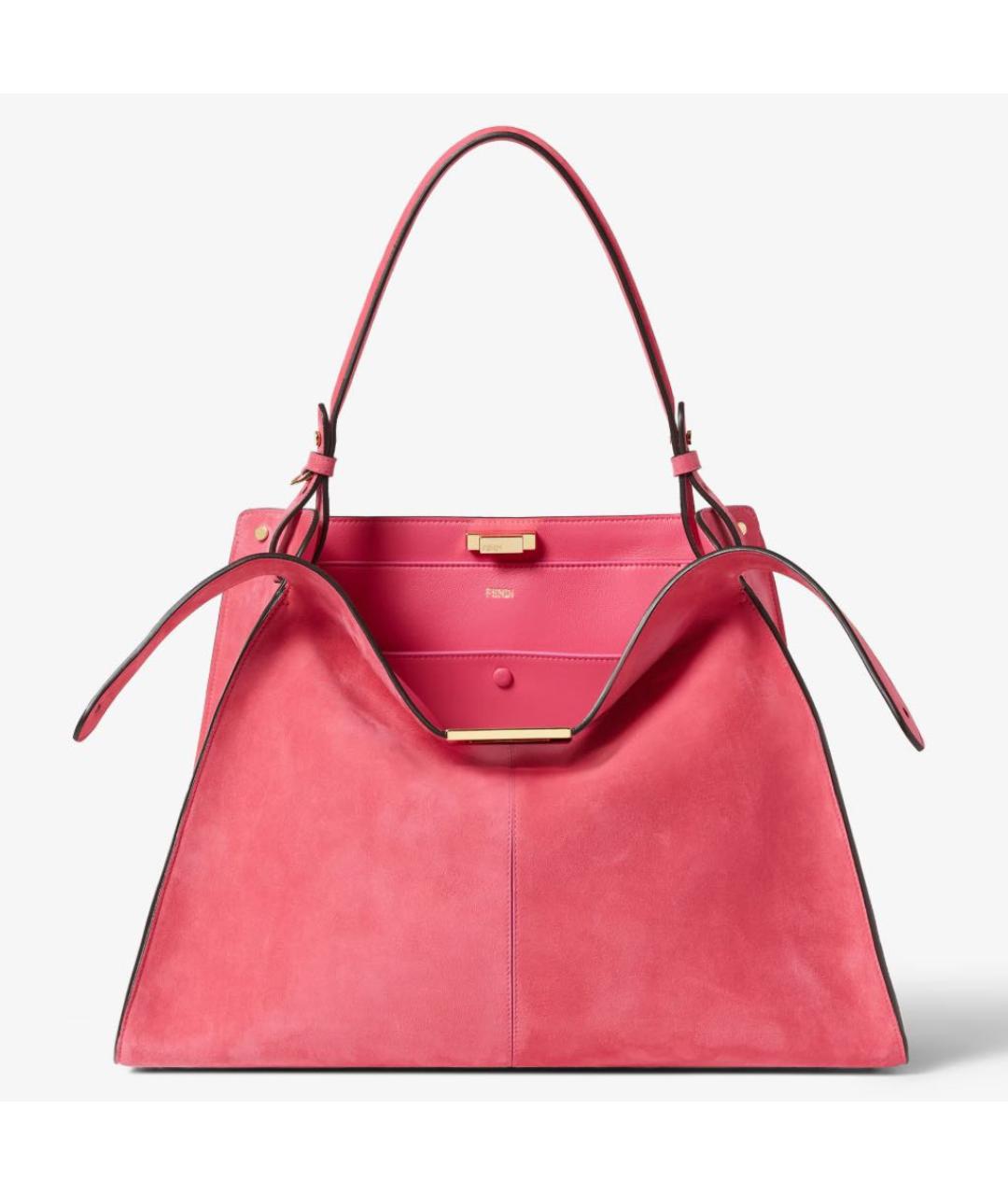 FENDI Коралловая кожаная сумка тоут, фото 3