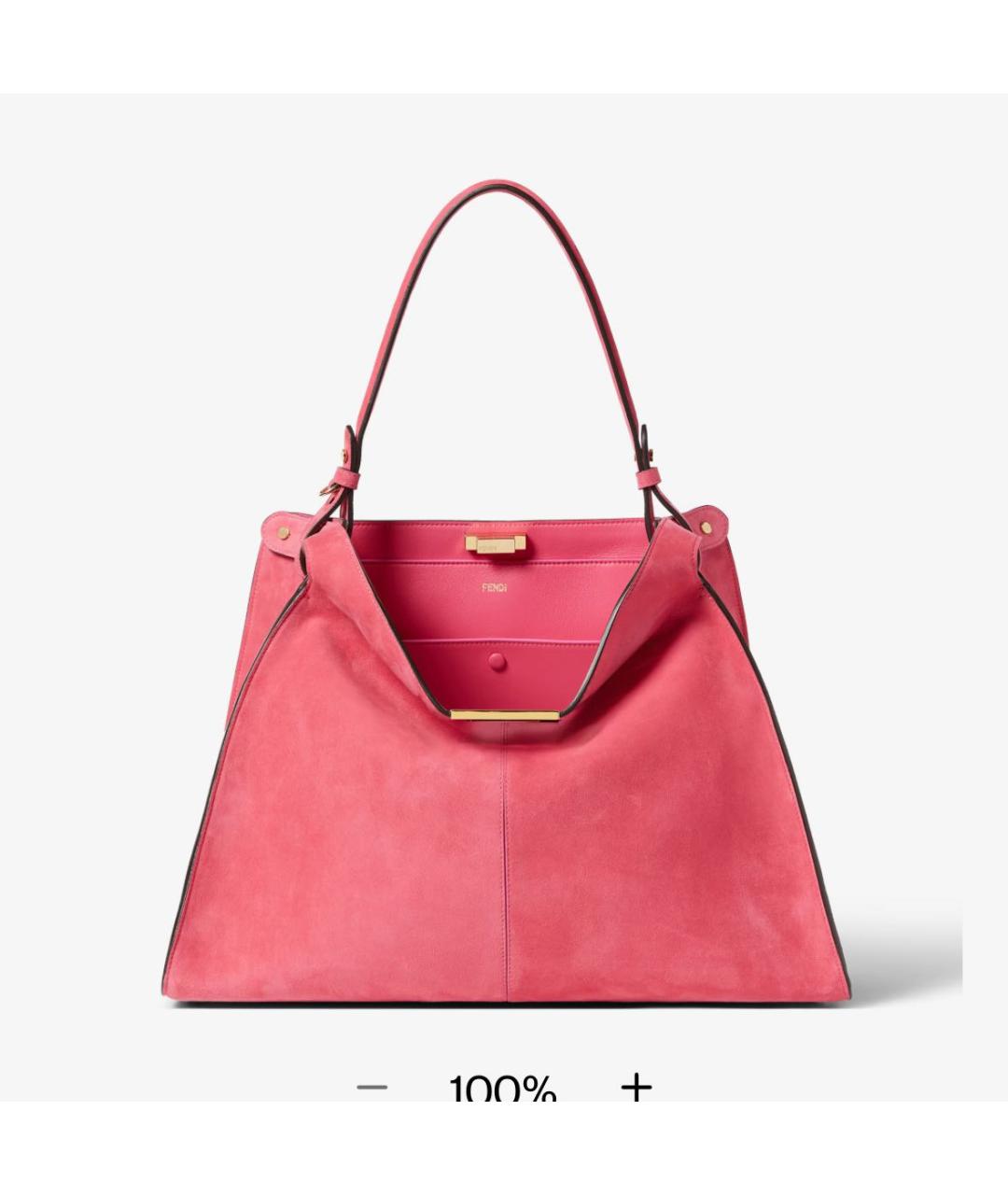 FENDI Коралловая кожаная сумка тоут, фото 5