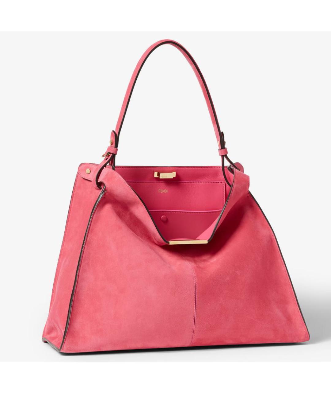 FENDI Коралловая кожаная сумка тоут, фото 4