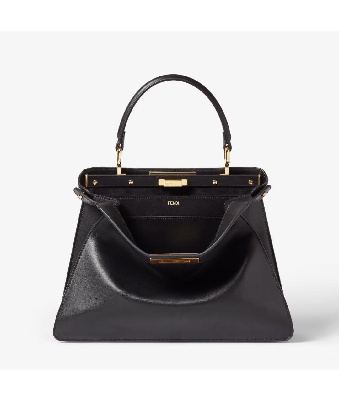 FENDI Черная кожаная сумка с короткими ручками, фото 2