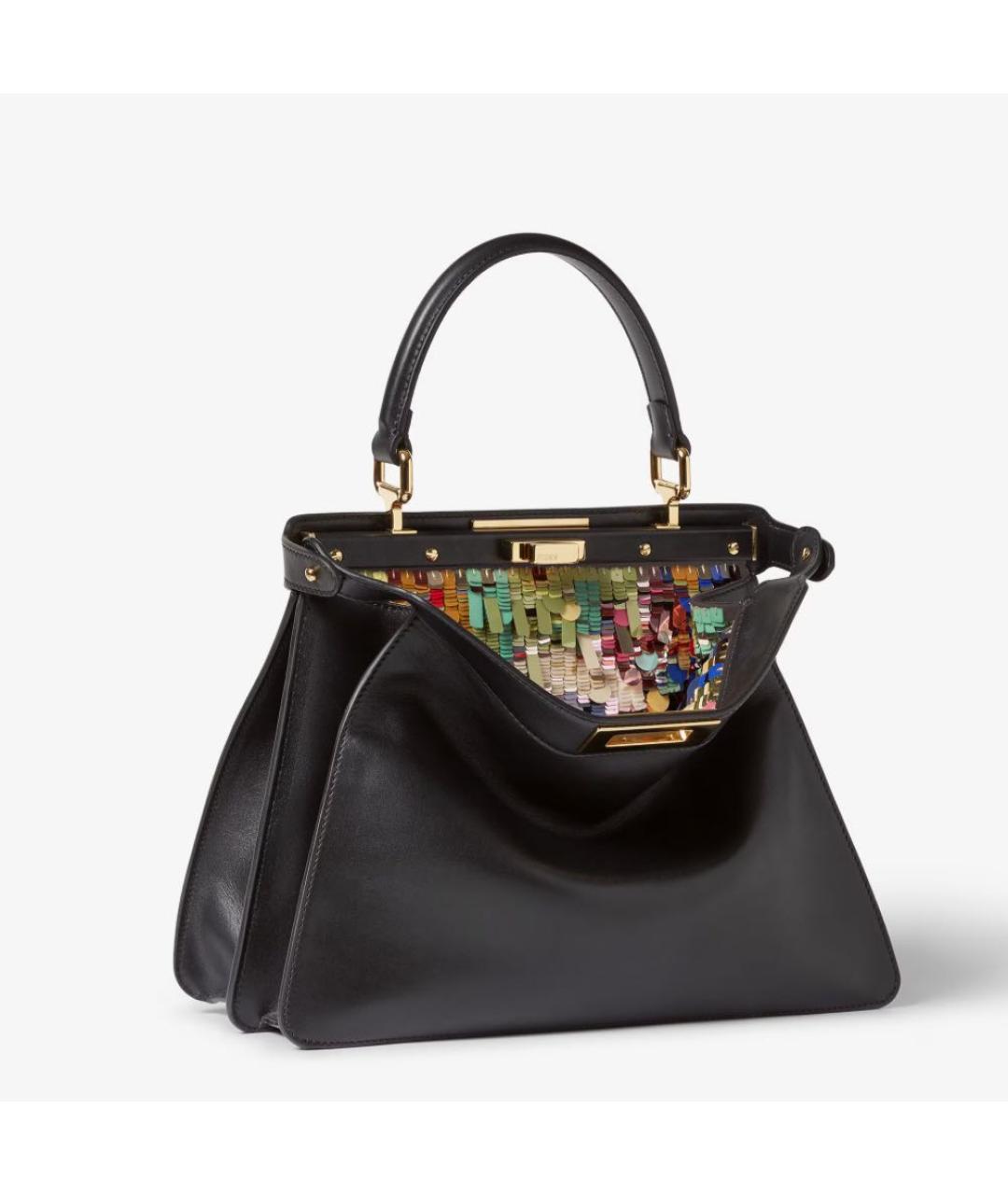 FENDI Черная кожаная сумка с короткими ручками, фото 3