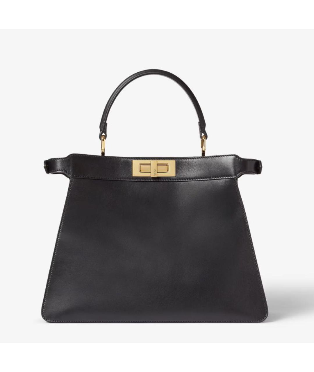 FENDI Черная кожаная сумка с короткими ручками, фото 4