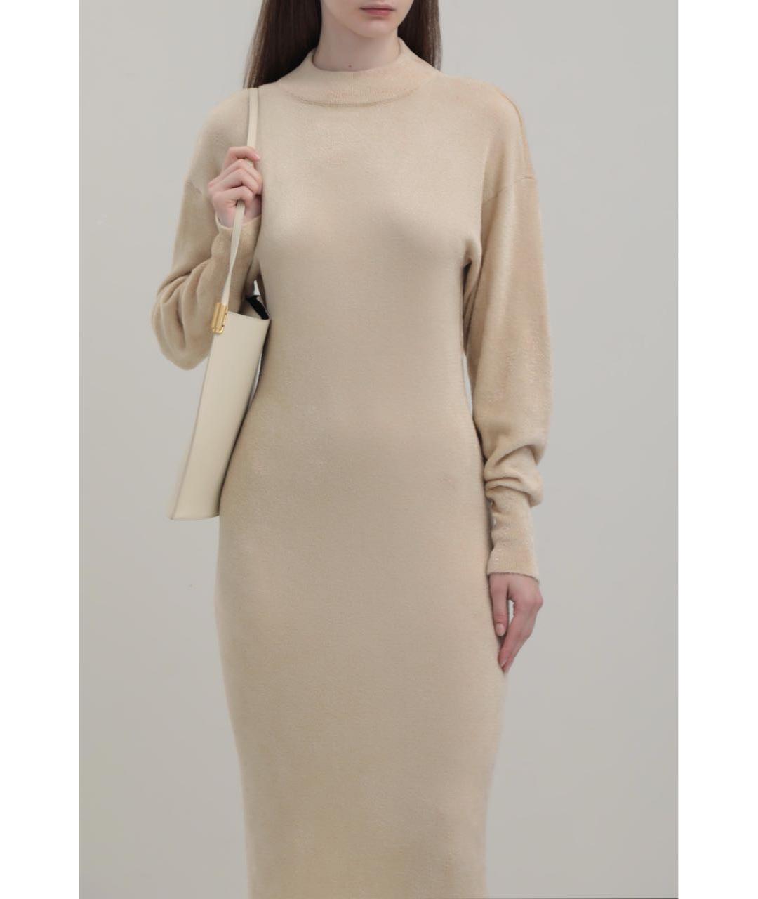 ERIKA CAVALLINI Бежевое вискозное повседневное платье, фото 7