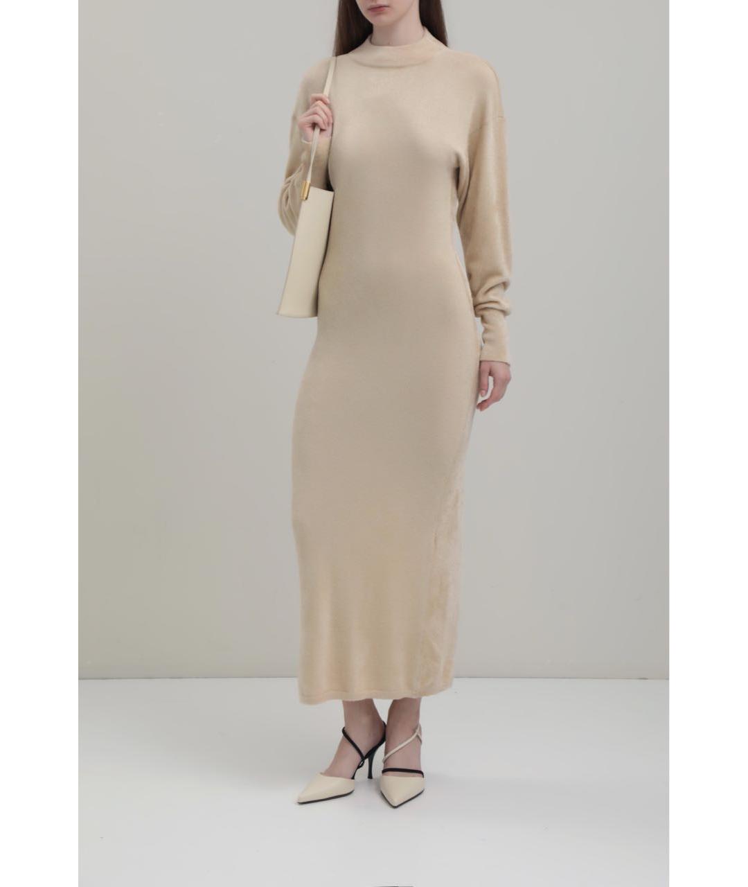 ERIKA CAVALLINI Бежевое вискозное повседневное платье, фото 6