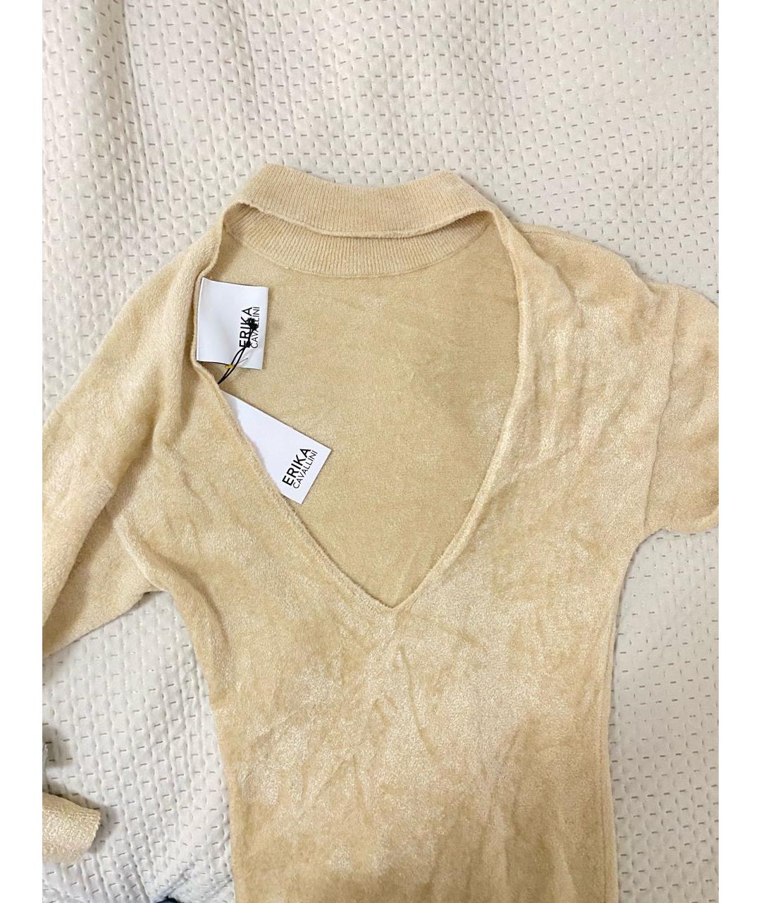 ERIKA CAVALLINI Бежевое вискозное повседневное платье, фото 3