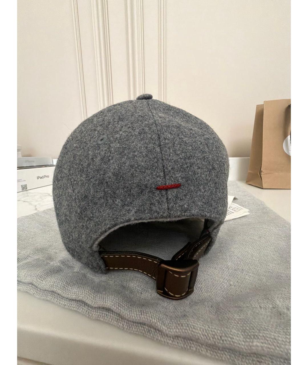 BRUNELLO CUCINELLI Антрацитовая шерстяная кепка, фото 4