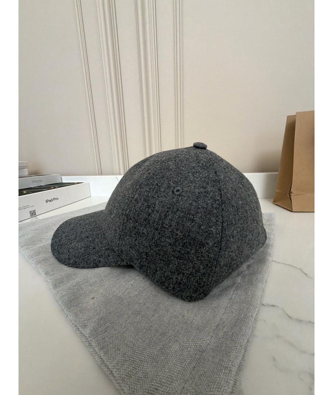 BRUNELLO CUCINELLI Антрацитовая шерстяная кепка, фото 3