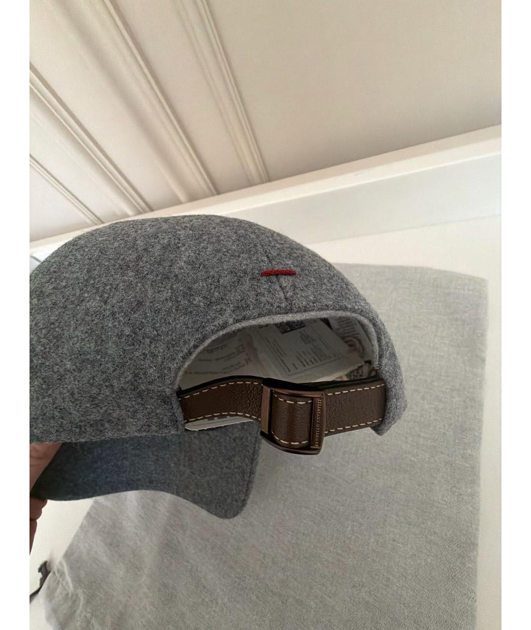 BRUNELLO CUCINELLI Антрацитовая шерстяная кепка, фото 7