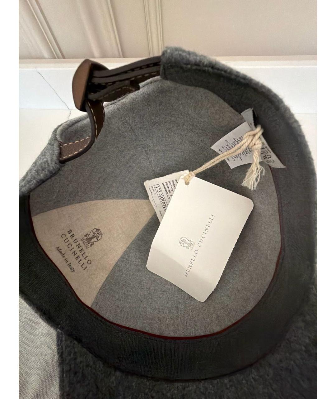 BRUNELLO CUCINELLI Антрацитовая шерстяная кепка, фото 5
