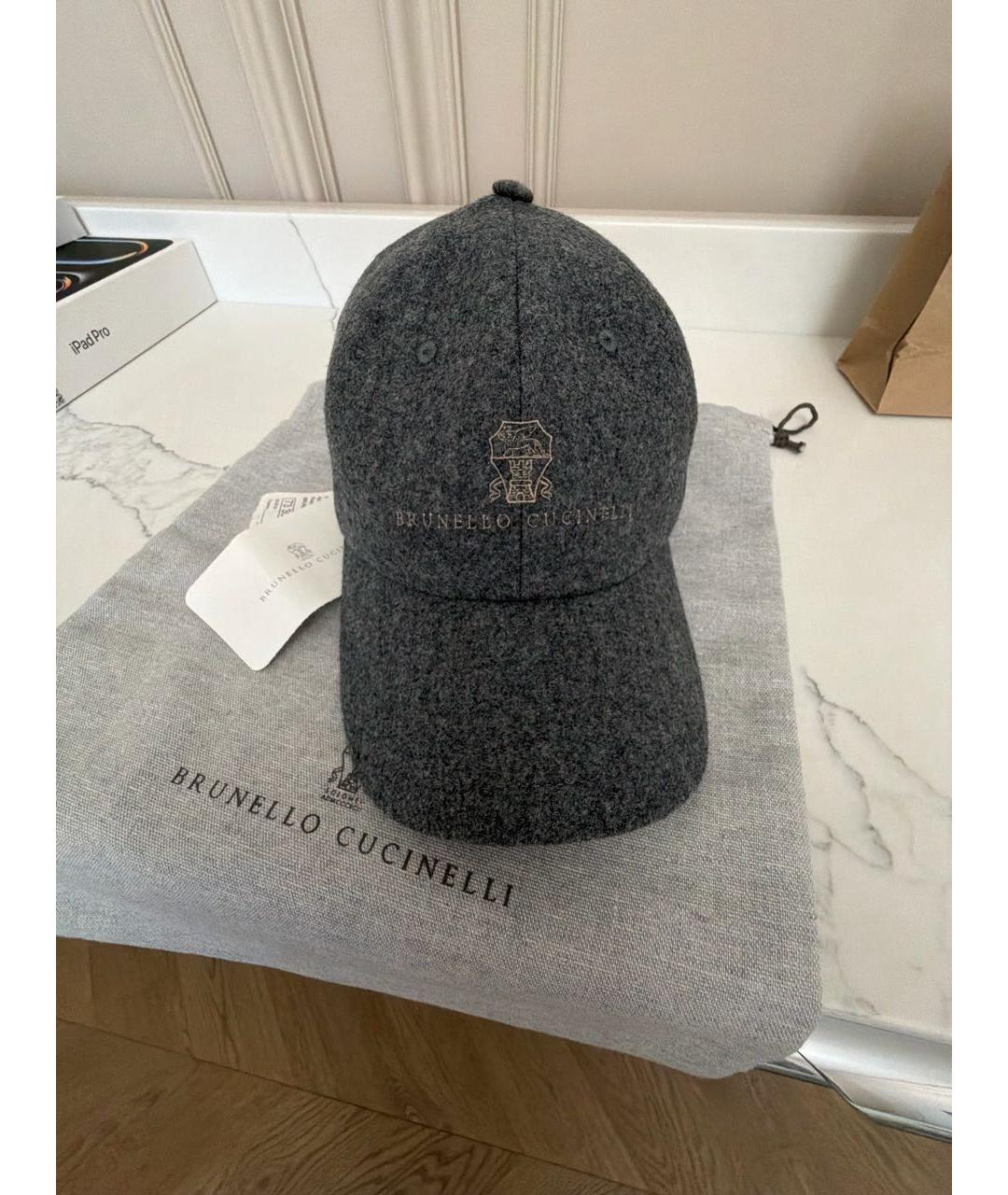 BRUNELLO CUCINELLI Антрацитовая шерстяная кепка, фото 2