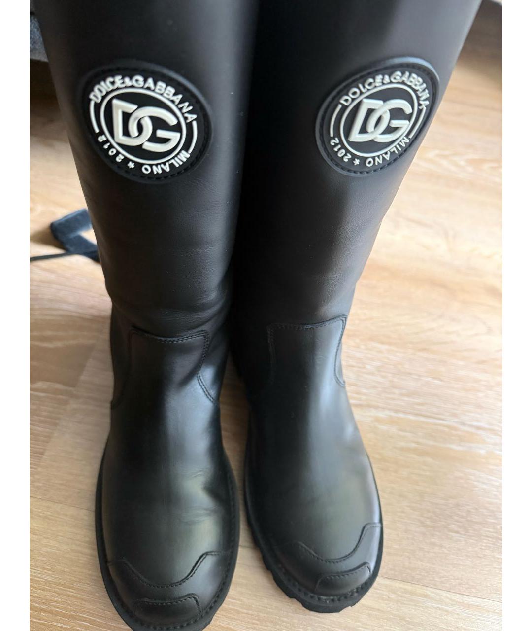 DOLCE&GABBANA Черные кожаные сапоги, фото 4