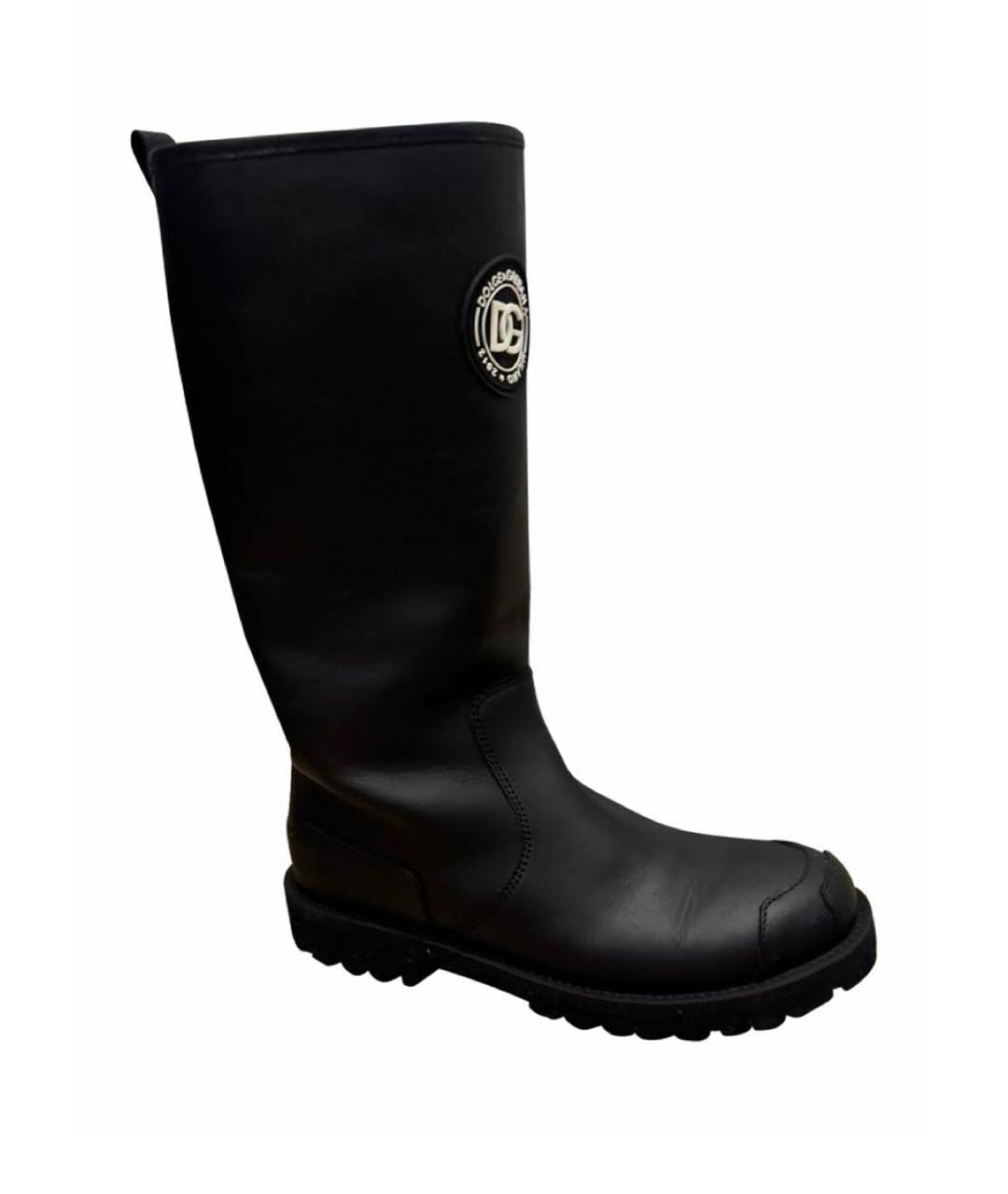 DOLCE&GABBANA Черные кожаные сапоги, фото 1