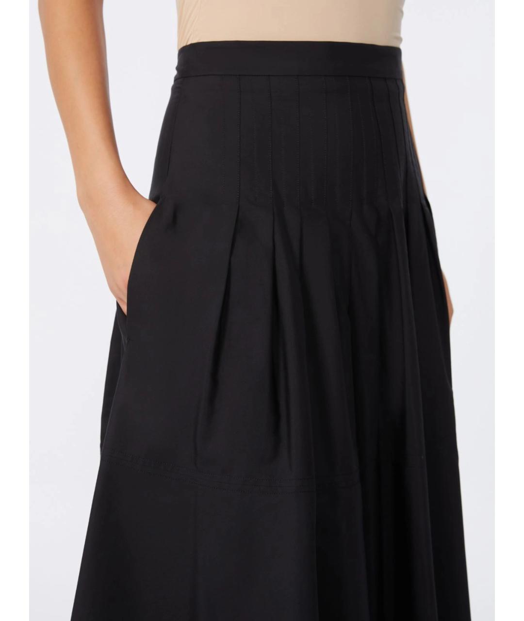 MAX MARA STUDIO Черная хлопковая юбка макси, фото 5