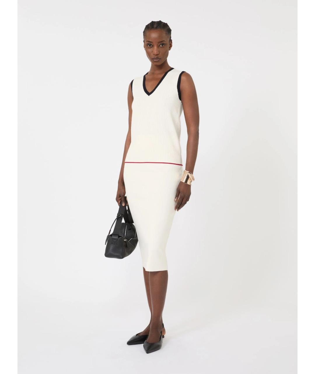 MAX MARA STUDIO Белая вискозная майка, фото 2