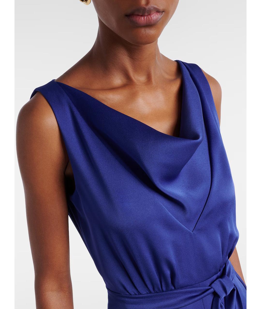 MAX MARA STUDIO Синий ацетатный комбинезон, фото 4