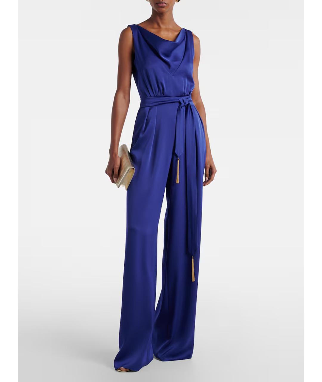 MAX MARA STUDIO Синий ацетатный комбинезон, фото 2