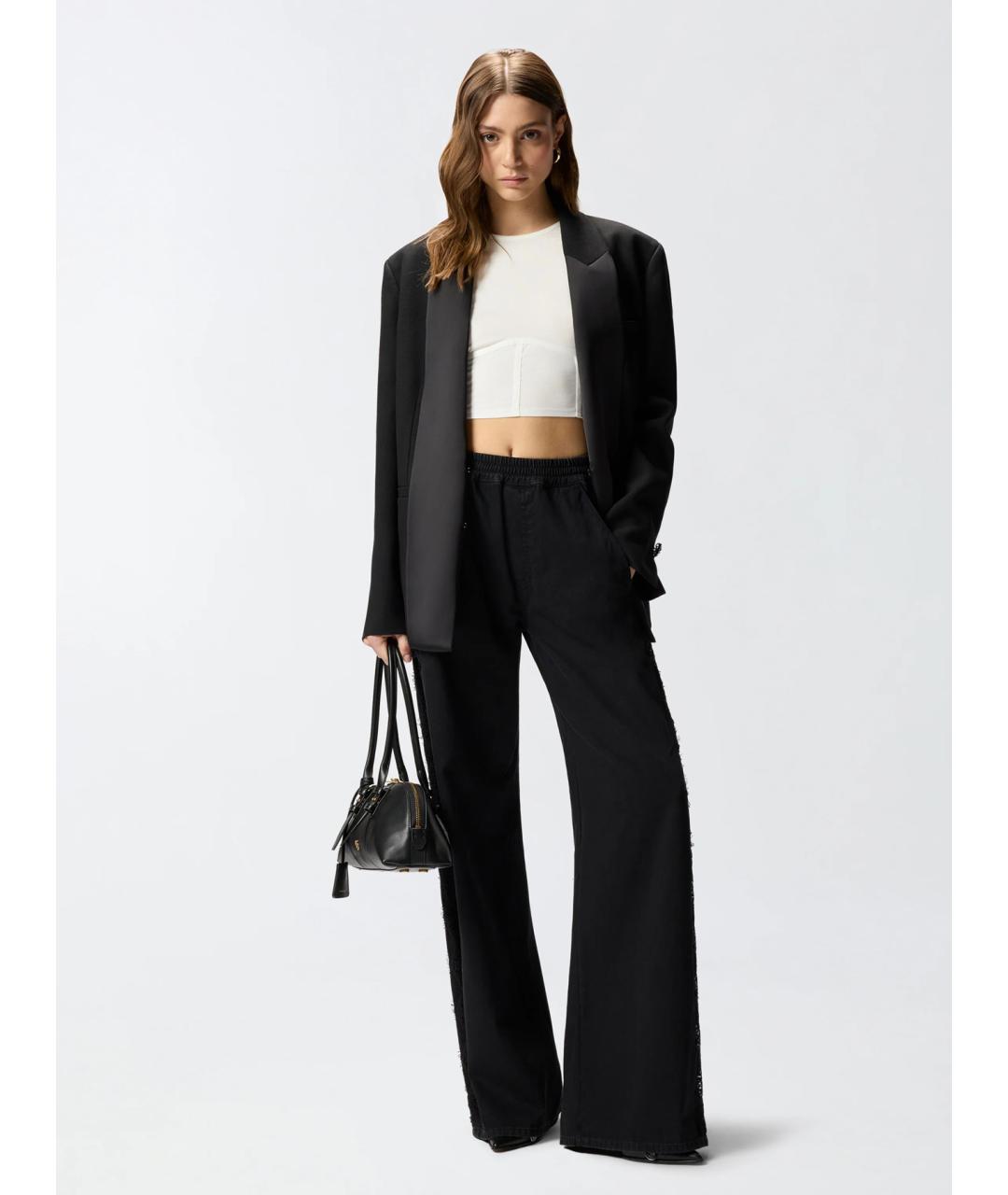 PINKO Черные хлопковые брюки широкие, фото 2