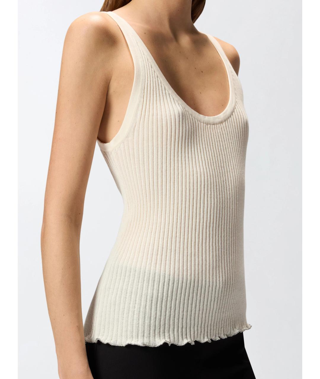 PINKO Бежевая хлопковая майка, фото 5