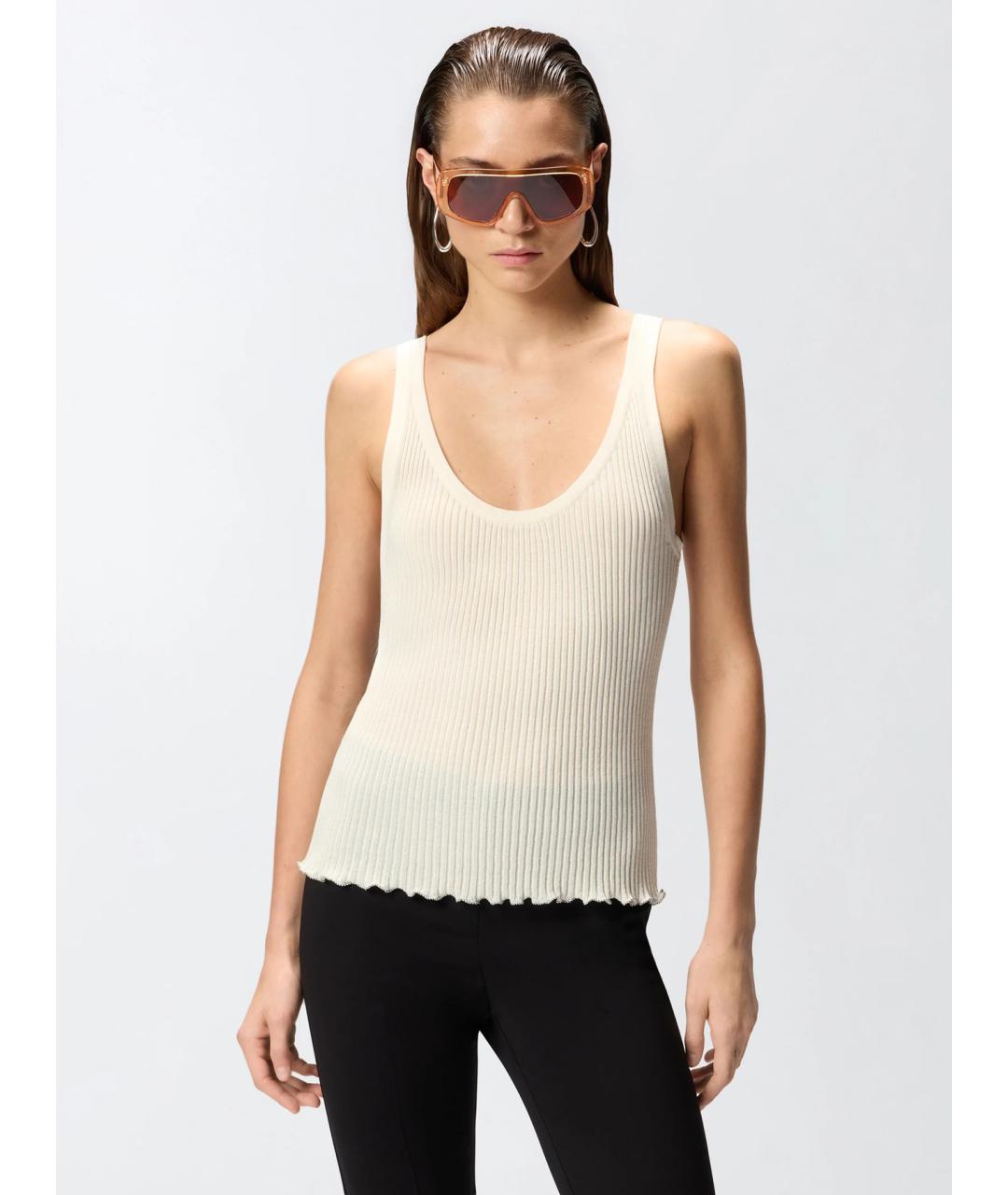 PINKO Бежевая хлопковая майка, фото 3