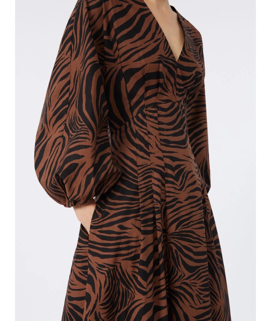 MAX MARA STUDIO Коричневое хлопковое повседневное платье, фото 5