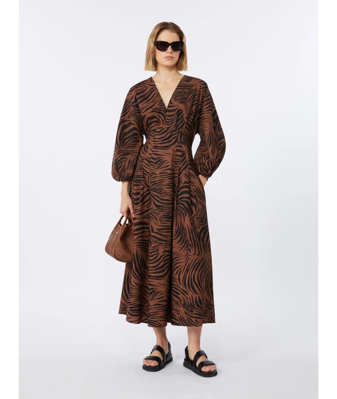 MAX MARA STUDIO Коричневое хлопковое повседневное платье, фото 2