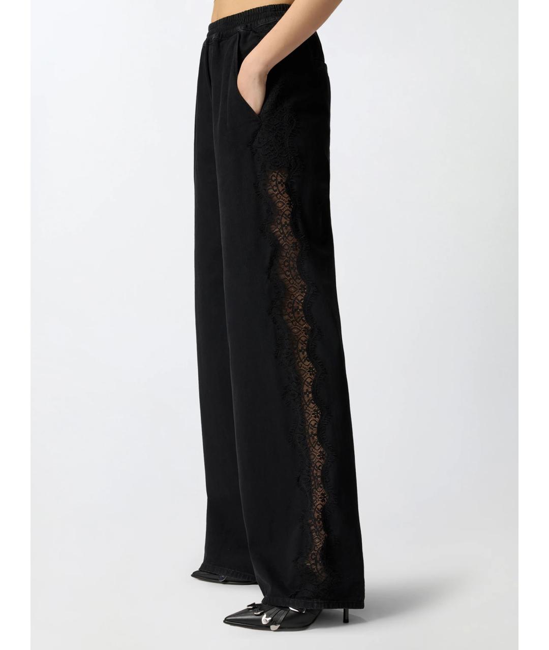 PINKO Черные хлопковые брюки широкие, фото 5