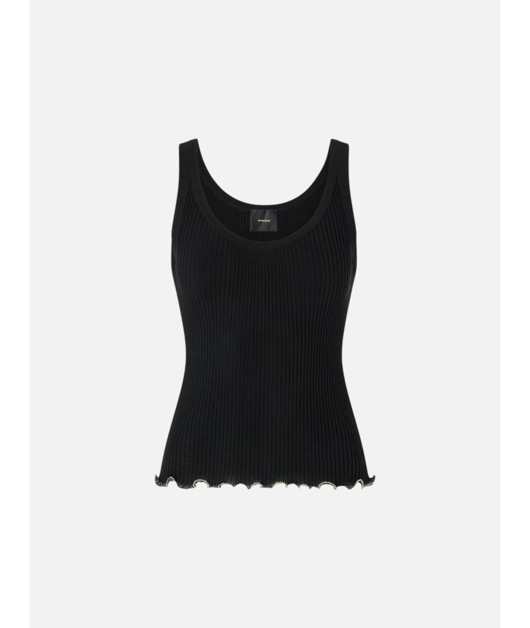 PINKO Черная хлопковая майка, фото 3