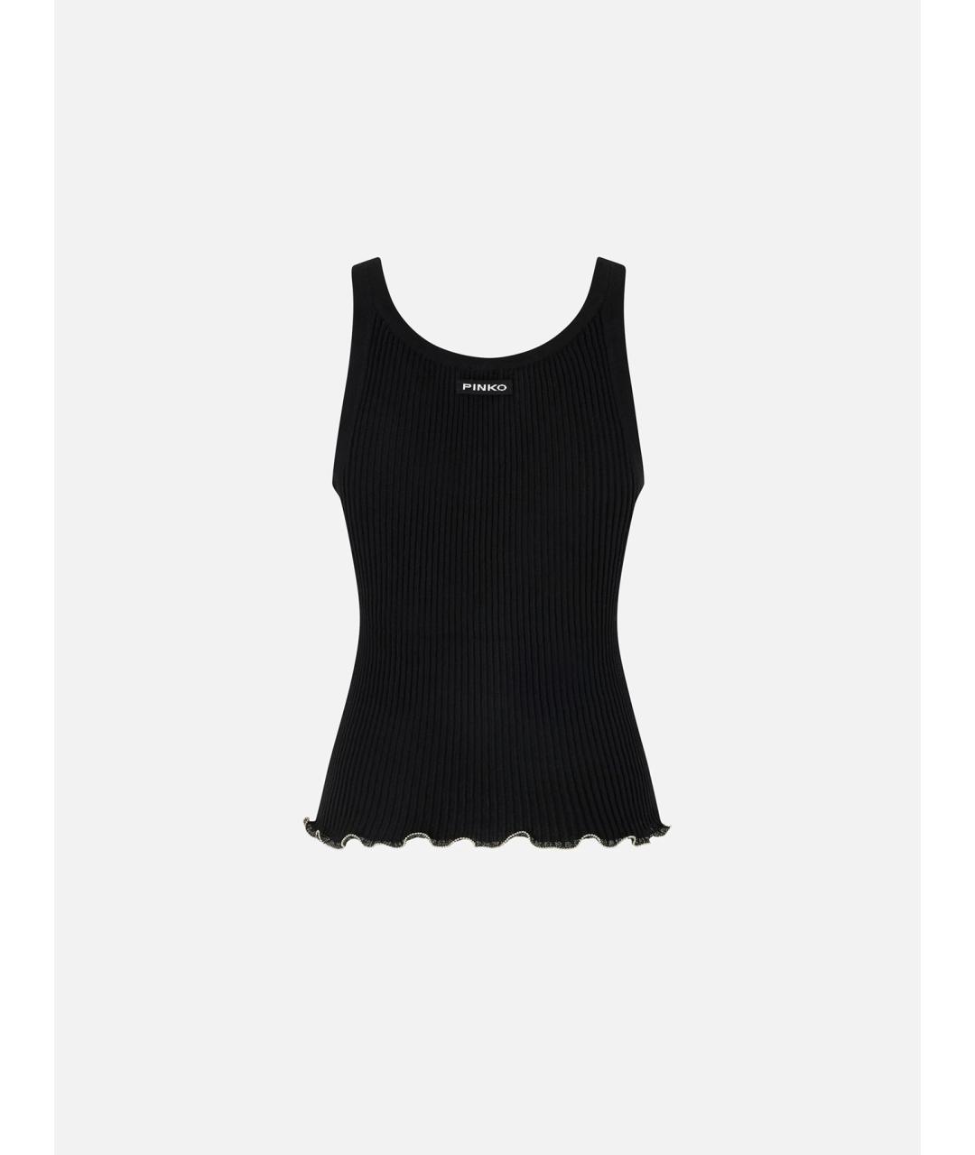 PINKO Черная хлопковая майка, фото 2