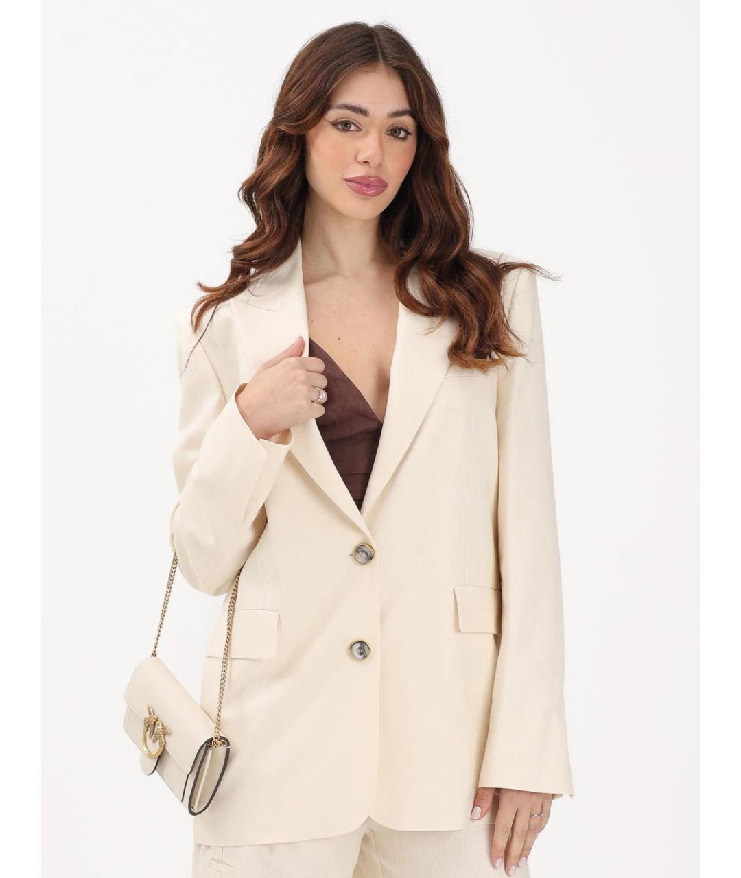 PINKO Бежевый вискозный жакет/пиджак, фото 4