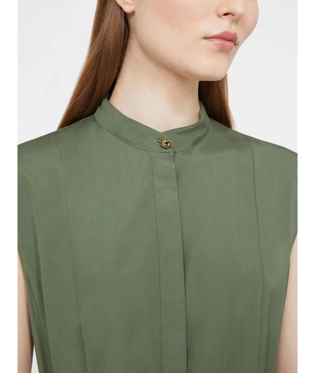 MAX MARA STUDIO Зеленые хлопковое повседневное платье, фото 4