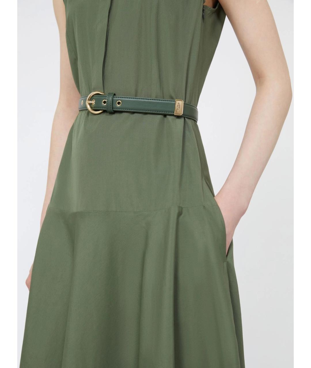 MAX MARA STUDIO Зеленые хлопковое повседневное платье, фото 5