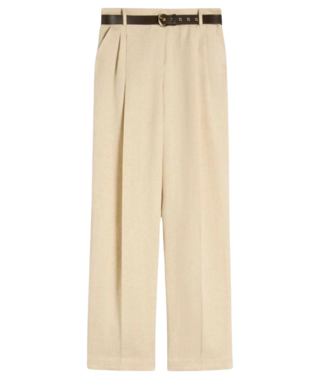 MAX MARA STUDIO Бежевые льняные брюки широкие, фото 1