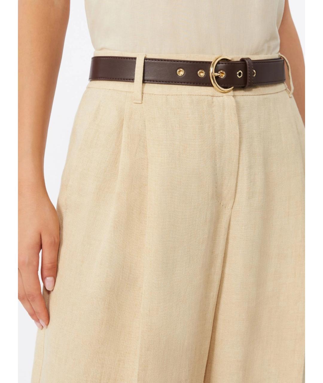 MAX MARA STUDIO Бежевые льняные брюки широкие, фото 5