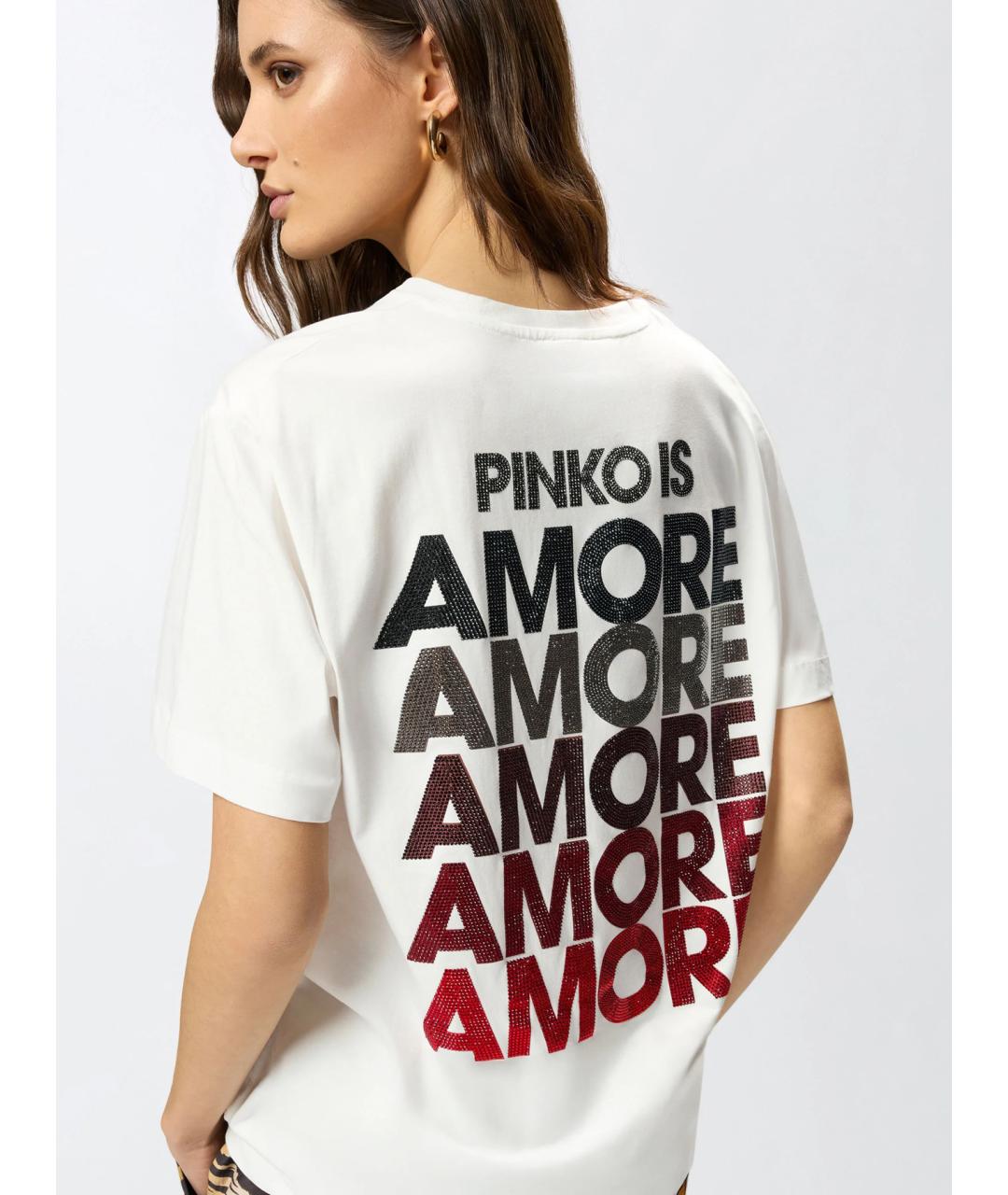 PINKO Белая хлопковая футболка, фото 5