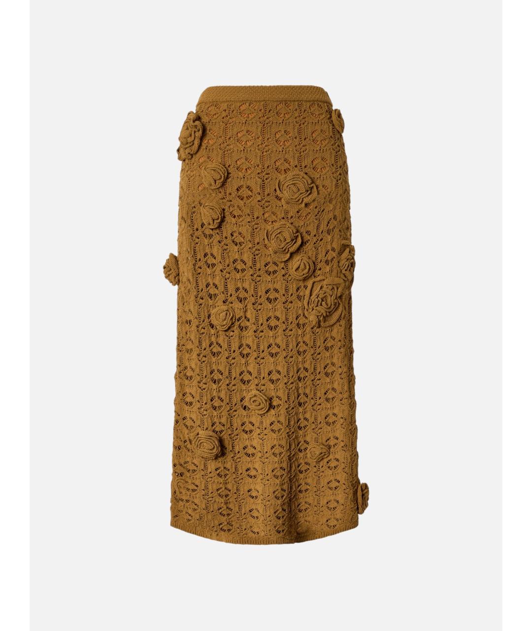 PINKO Коричневая хлопковая юбка макси, фото 3
