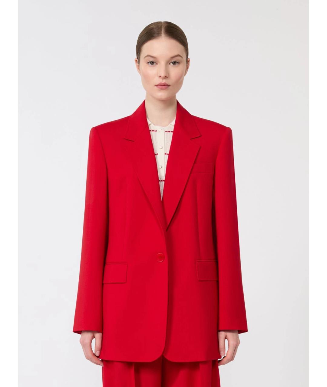 MAX MARA STUDIO Красный шерстяной жакет/пиджак, фото 5
