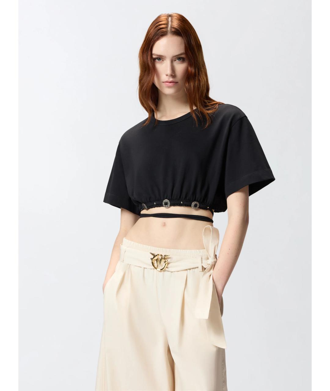 PINKO Черная хлопковая футболка, фото 3