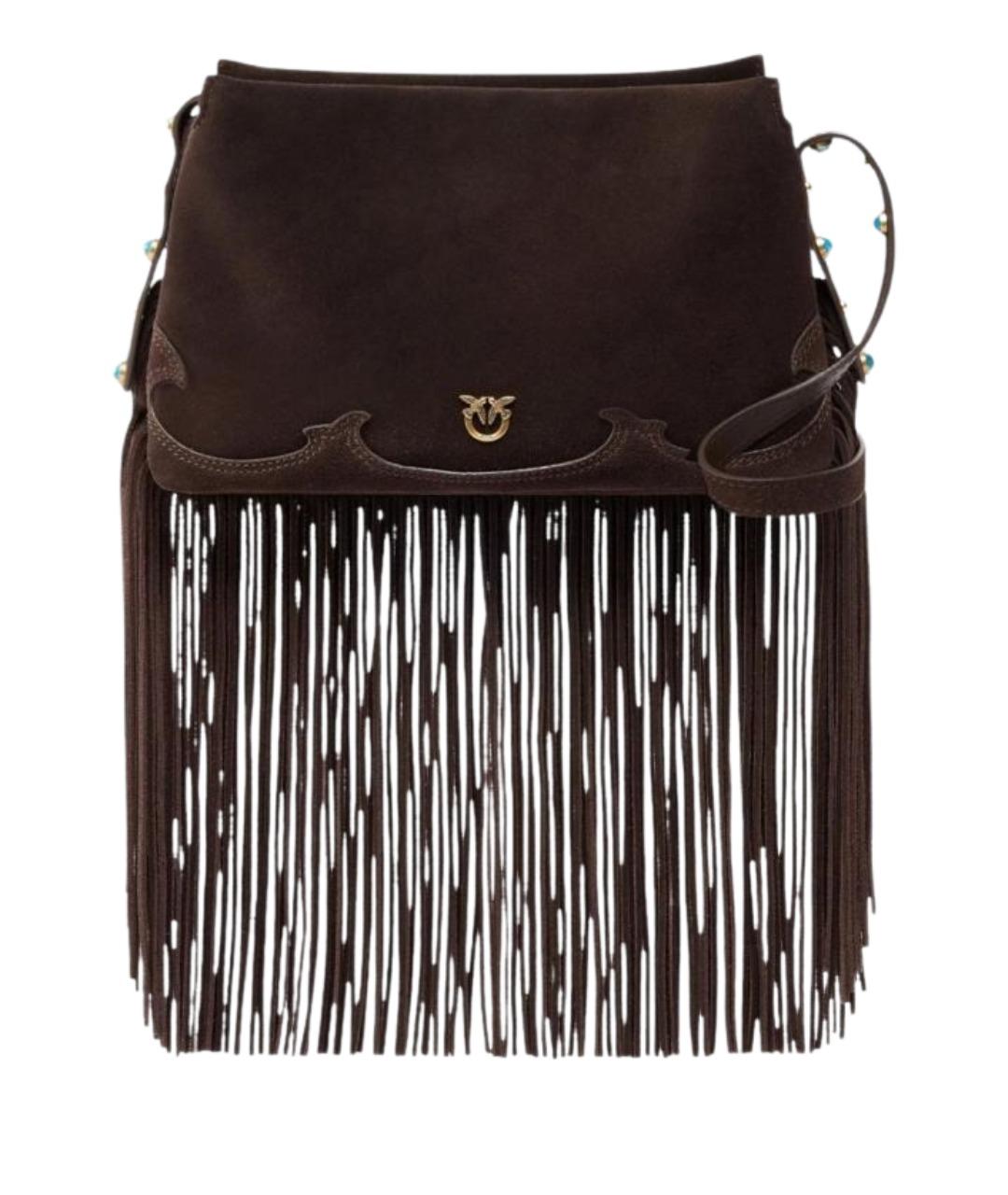 PINKO Коричневая кожаная сумка через плечо, фото 1