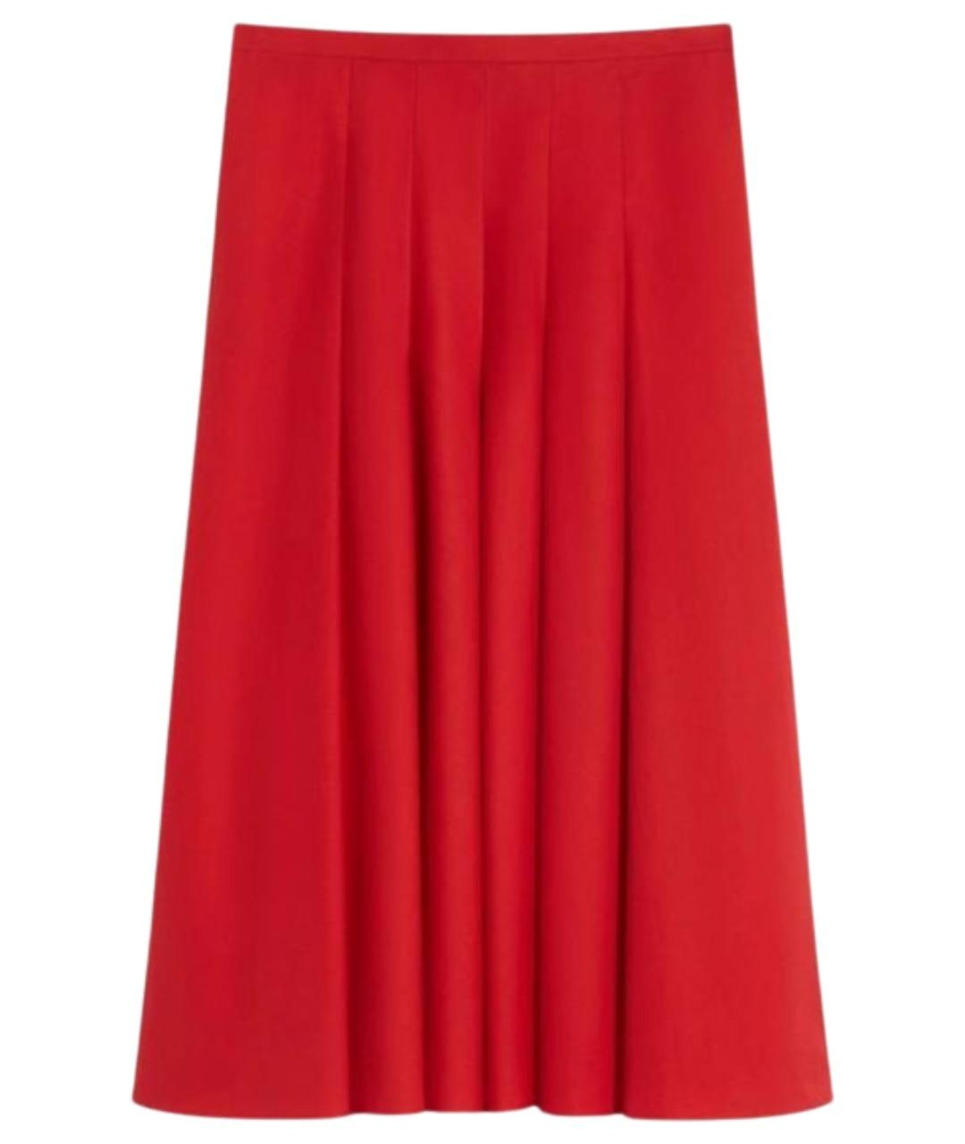 MAX MARA STUDIO Красная хлопковая юбка миди, фото 1