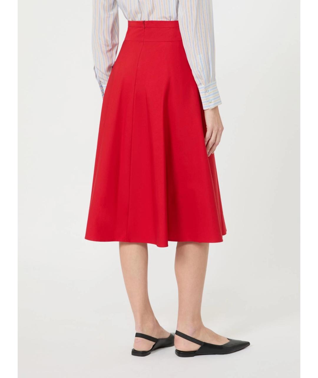 MAX MARA STUDIO Красная хлопковая юбка миди, фото 4