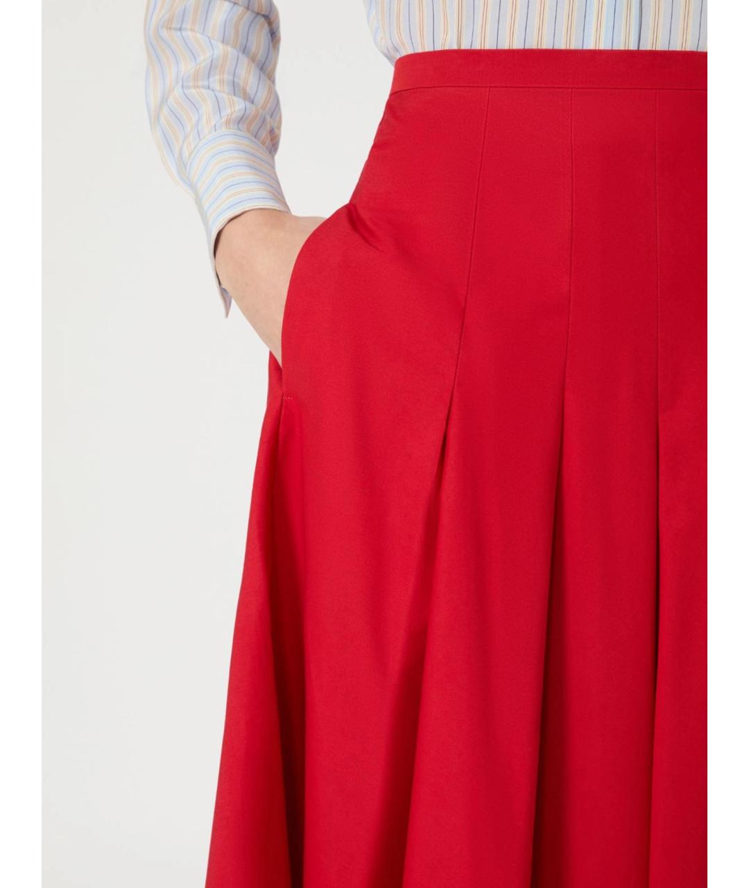 MAX MARA STUDIO Красная хлопковая юбка миди, фото 5